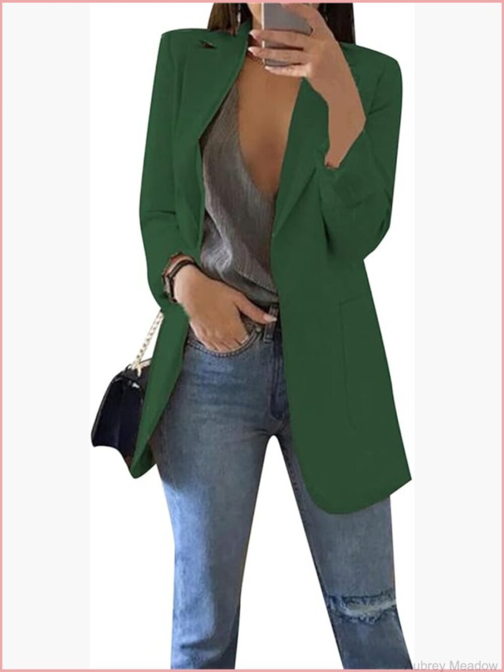 Open Front Blazer Long Sleeve Office Jacket Work Cardigan with Pockets Plus Size